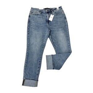 Judy Blue High Waist Boyfriend Jeans Women’s 15/32 Light Wash Cuffed Stretch NWT